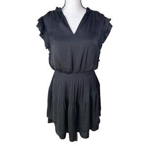 NWT Steve Madden Black Ruffle Sleeve V-neck Dress